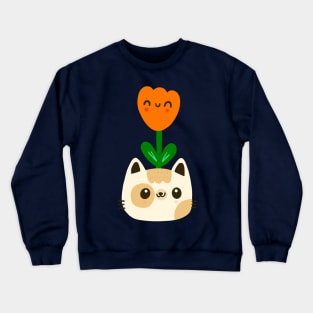 Cat and flower Crewneck Sweatshirt